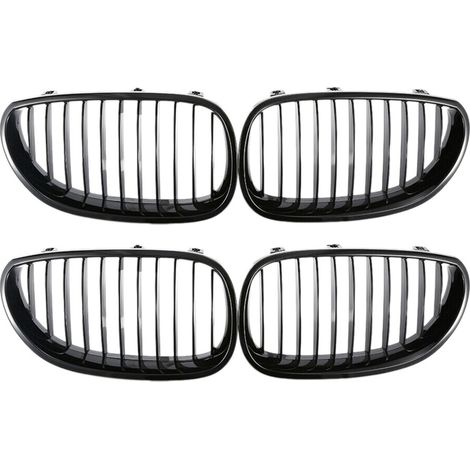 4x Motorhaubengrill für Sportgrills mit Frontgrill für Heckklappe E60 für E60 E61 M5 525I 2003-2009 (Schwarz glänzend)