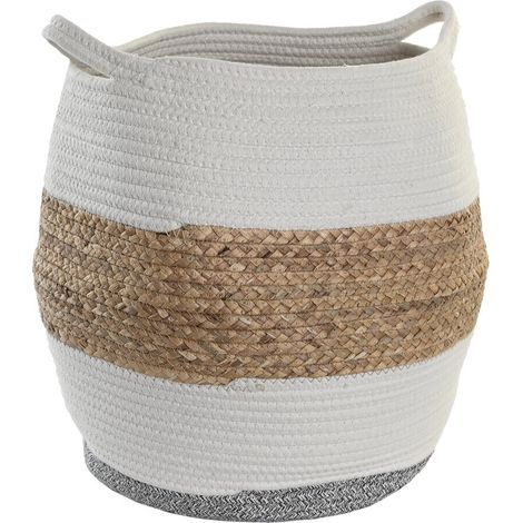 DKD Home Decor Panier blanc en fibre naturelle 30x30x40 cm (1/3)