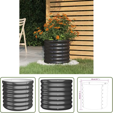 The Living Store Jardinière Acier enduit de poudre 40x40x36 cm Anthracite - Jardinier - Pots De Fleurs - Bacs De Plantation - Décoration Extérieur - Balcon (1/4)