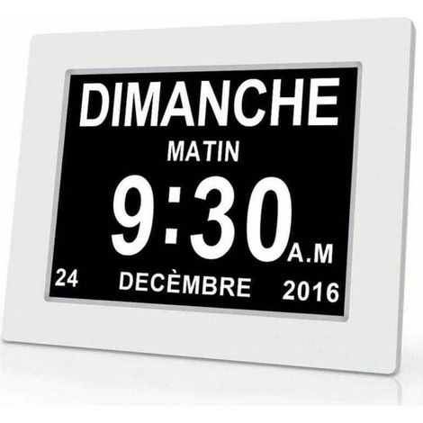 Horloge calendrier numérique 7 pouces avec date et heure, horloge Alzheimer pour parents, rappel de médicaments pour grands-parents et enfants - Blanc - 20.414.32.4cm (1/4)