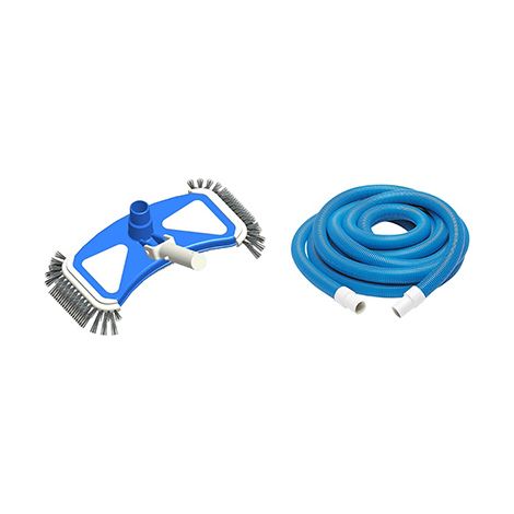Spido – Kit d'entretien de piscine – Pack aspiration manuelle avec tête de balai inox et tuyau flottant 5 m – Compatible perche Ø30 mm