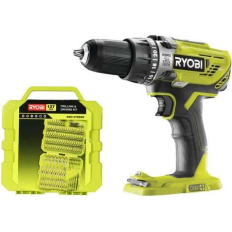 RYOBI Pack trapano a percussione 18V Oneplus R18PD3-0 - scatola 127 accessori per avvitare per forare RAK127DDDSD (1/2)