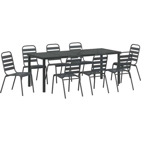 Maison Exclusive - Garten Essgruppe 9 pcs Anthrazit Pulverbeschic