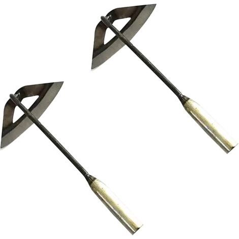 Houe creuse de jardinage à 2 joues creuses en acier trempé, râteau à main pour mauvaises herbes, culture de légumes, outil de jardinage portable pour ameublir le sol (1/4)