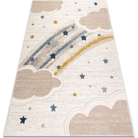 Tappeto KIDDO 5264 bianca / crème, nuvole, arcobaleno, stelle pour enfants, sensoriel beige 80x150 cm (1/5)