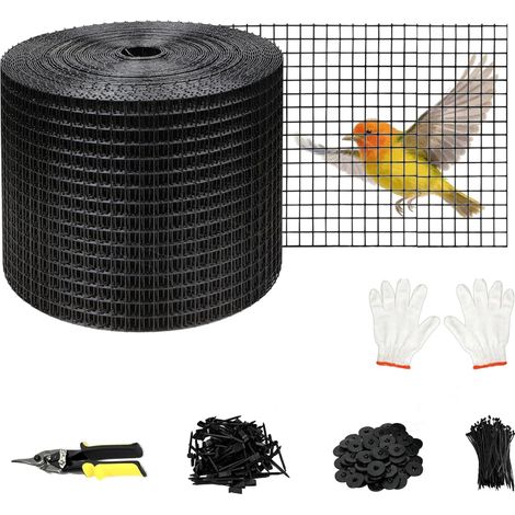 30mx20 cm Filet de Protection Contre Les Oiseaux pour Panneaux Solaires Grillage Métallique en PVC 100 Attaches et Outil d’Installation Treillis Anti-Oiseau pour Empêcher Les Pigeons de Nicher (1/5)