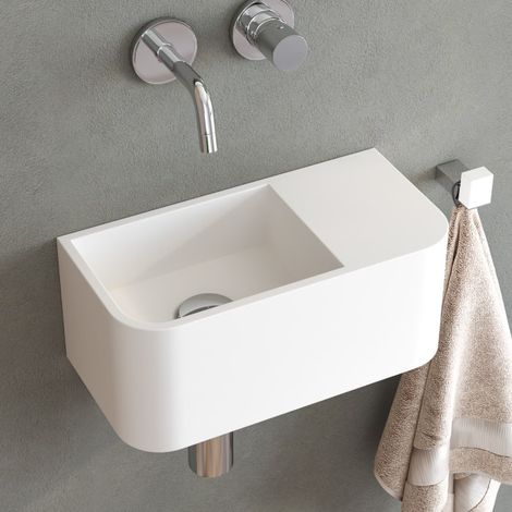 Kronenbach Stone Handwaschbecken 38 x 19 cm Becken links ohne Hahnlochbohrung (1/5)