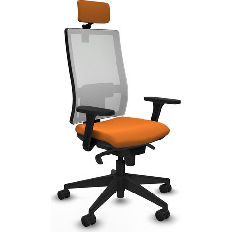 Horna sincro malla blanca similpiel naranja brazos 3D base piramidal cabecero 2D ruedas 65mm nailon (1/5)