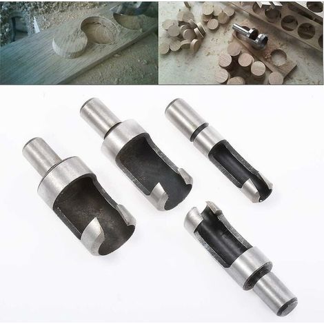 SHINING HOUSE Portabrocas - Juego de 4 brocas para cortar agujeros de tapones de madera de acero al carbono de 1/4, 3/8, 1/2 y 5/8 pulgadas, herramienta eléctrica para carpintería con corcho (1/5)