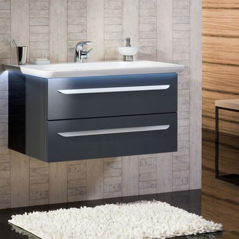 Lanzet M9 Badmöbel Set 3-teilig, 100cm breit, Anthrazit, mit LED-Beleuchtung"-"90136145