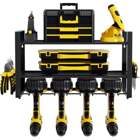 TolleTour Support mural pour rangement d’outils,Étagère de rangement pour perceuse électrique avec batterie, support pour perceuse à percussion robuste, organisateur de tournevis, support mural pour o (1/5)
