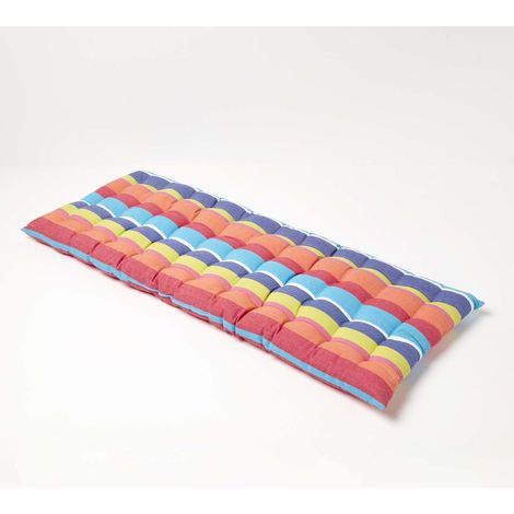 HOMESCAPES Multi Stripe Bench Cushion 2 Seater (1/5)
