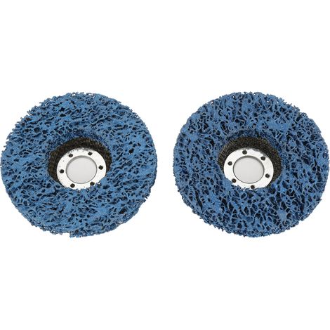 2 disques à bandes abrasives bleus 115 mm pour décapage peinture et rouille, pour meuleuses angulaires (1/5)