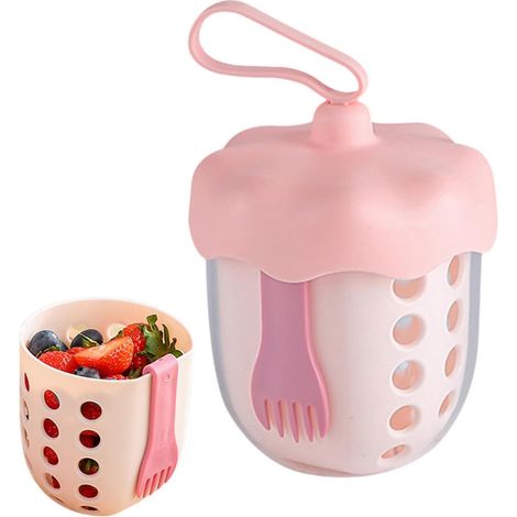 Generico Tragbarer Obstbehälter 600 ml auslaufsicherer Behälter Tragbare Obstschale Für Erdbeersalat, Wassermelone und Tomaten, Lebensmittelzubereitung, Mischen (1/5)