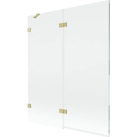 Mexen Lunar mampara de baño plegable de 2 paneles izquierda 140 x 150 cm, transparente, dorado cepillado - 897-140-100-55-00-L (1/5)
