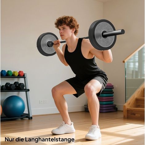 Barre olympique 180 cm en acier, 200 kg, noire HAVRYA (1/4)