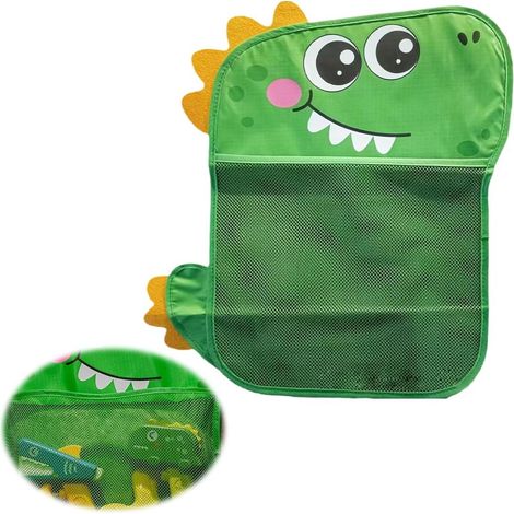 1 x panier de rangement pour enfants, filet pour jouets de bain avec ventouses robustes pour le rangement des jouets de bain, filet en peluche, organisateur de jouets pour salle de bain (dinosaure)