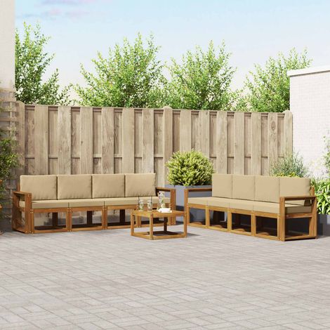 Outdoor-Sofagarnitur 9 pcs Natur und Beige Massivholz Akazie (1/5)