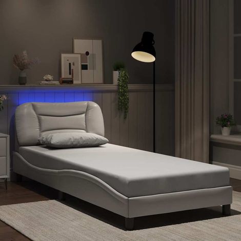 Estructura de cama con LED sin colchón Hvar blanco 80x200 cm vidaXL (1/5)