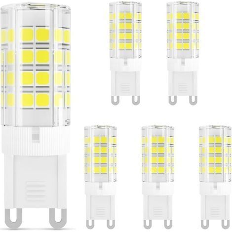 Ampoule LED G9 3W, Équivalent 40W Ampoules Halogènes, 380lm, 230V, Blanc froid 6000K, AC100-240V, NON-Dimmable, Économie d'énergie, Base en céramique, Culot G9 Standard, Lot de 6 [Classe énergétique E (1/5)