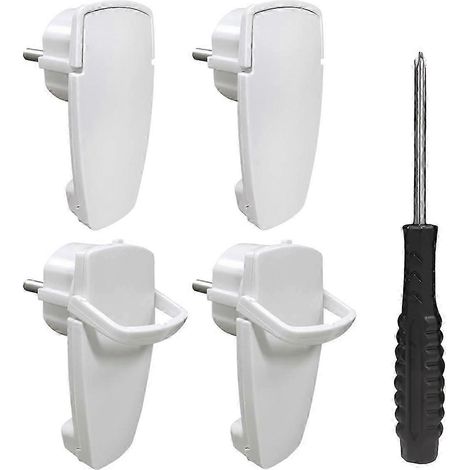 Lot de 4 fiches coudées Schuko, fiches plates 250 V, prises d'alimentation avec poignée pliable et contacts de protection. (1/5)
