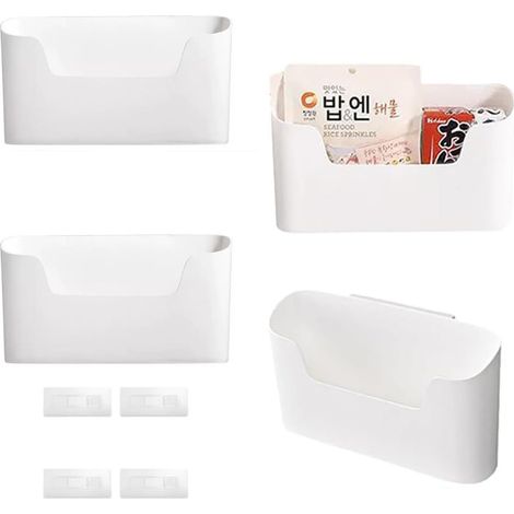 Lot de 2 boîtes de rangement autocollantes pour porte d'armoire de cuisine - Organiseur de porte d'armoire sans perçage - Étagère murale pour épices, télécommandes et petits objets - Organiseur à (1/5)