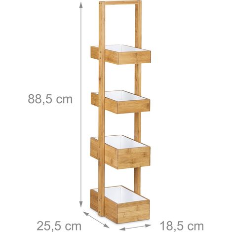 Scaffale da bagno in bambù 4 ripiani pratica conservazione stile naturale 80 x 30 x 90 cm in bambù naturale 130003347