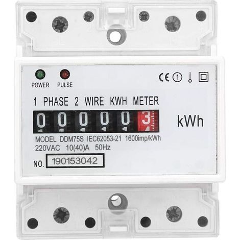 Compteur éLectrique, Compteur de Kilowattheures Watt-Heure, de Compteur de Consommation D'éNergie Monophasé de Type Rail 4P LED, 10-40A (1/4)