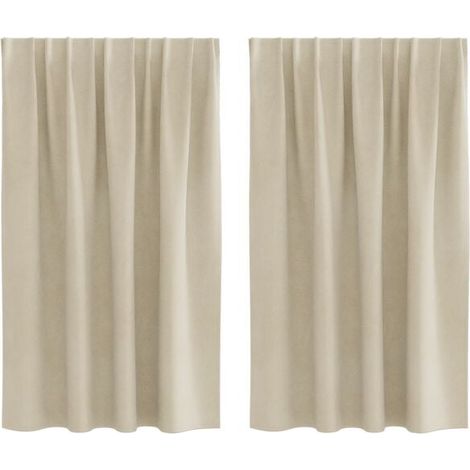 Rideaux occultants, lot de 2, beige, 140 x 140 cm, matière velours. (1/5)