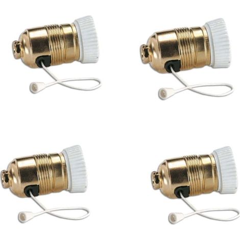 Portalámparas E27 de Latón con interruptor tirador y arandela porcelana