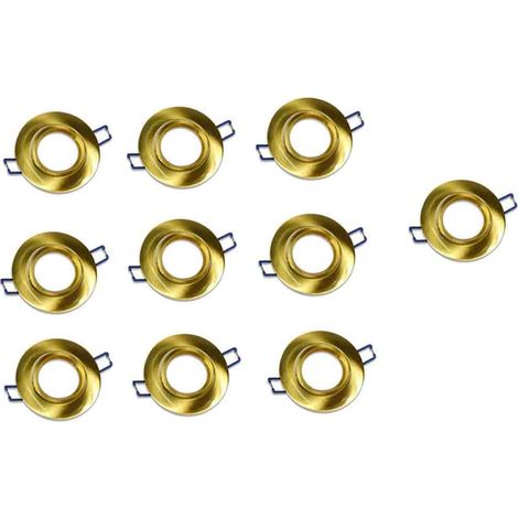 Kit 10 Porta faretto ad incasso orientabile per controsoffitto supporto tondo per faretti in alluminio Oro (1/2)
