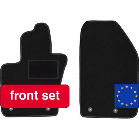 Tappetini anteriori, in fibra sintetica, su misura per Fiat 500X (2014-2018), neri, con retro antiscivolo, resistenti allo sporco e all'umidità. (1/5)