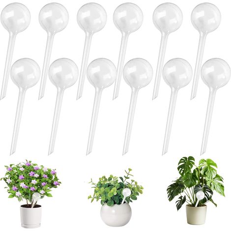 Globes d'arrosage Automatique, 12 Pièces Globes d’arrosage en Plastique, Boules d'Irrigation pour Plantes 13 x 5 cm, Ampoules d'Arrosage, pour Arrosage Plante Interieur Fleurs Jardin en Pot