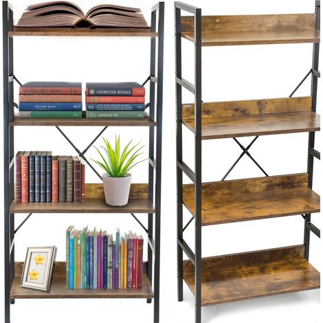 Metall-Holz-Schraubregal für Bücher, Spielzeug, Schuhe, schwarzbraun, Loft (1/5)
