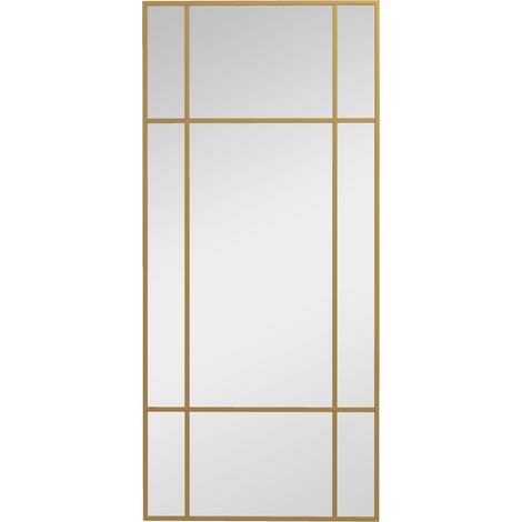 Miroir mural décoratif rectangulaire 110 x 50 cm avec cadre en métal doré pour chambre et salle de bain (1/5)