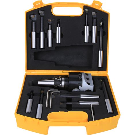 Jeu de fraises à aléser CNC 12 pièces, haute dureté 40Cr, tête 75mm BT30-F1-18, outils de fraisage pour perçage et finition, kit robuste pour atelier. (1/5)