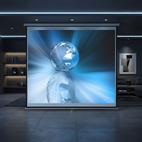 Melko Rolloleinwand für Beamer, Rollo, Heimkino, Büro, Projektoren, 152 x 152 cm, 85 Zoll - Ideal für HD-TV