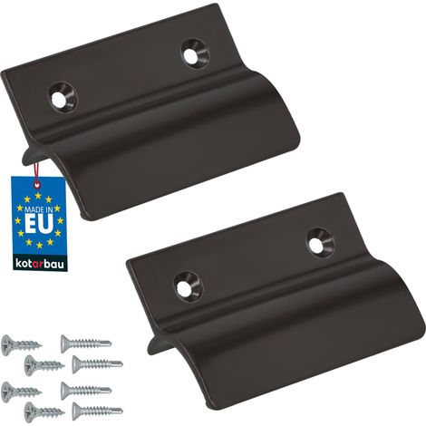 KOTARBAU® Lot de 2 Poignée Extérieure Porte Fenetre 65 x 45 mm - Aluminium - Poignee de Baie Vitree Coulissante - Poignée de Porte de Terrasse avec Entretoise - Marron (1/4)