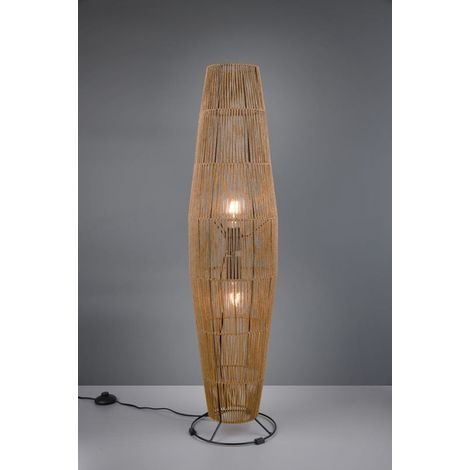 Lampadaire scandinave MIKI RL à abat-jour cylindrique en papier brun, 2 x E27 40 W (1/3)