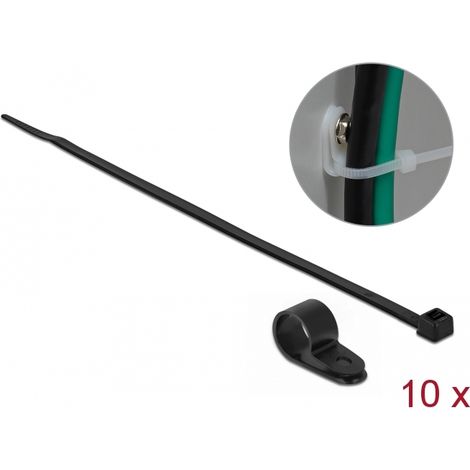 Delock Abrazadera de montaje de 12,7 mm con sujetacables LA 300 x AN 4,8 mm negro
