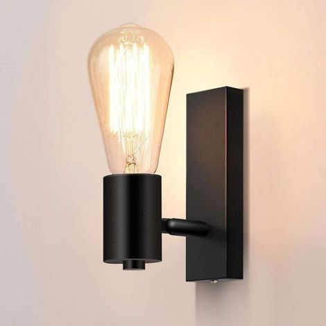 Applique murale vintage - - Projecteur réglable et pivotant - Douille E27 - 60 Watt max - Dimensions 20x6,5x11 cm Noir (1/4)