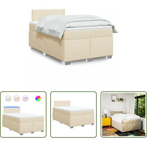 vidaXL LED-Leuchten -  Boxspringbett mit Matratze Creme 120x200 cm Stoff (1/5)
