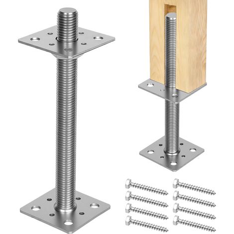 TolleTour Pfostenträger höhenverstellbar 30–250 mm – Individuell anpassbare Höhe für Zaun, Pergola und Terrassenbau Silber 2PCS