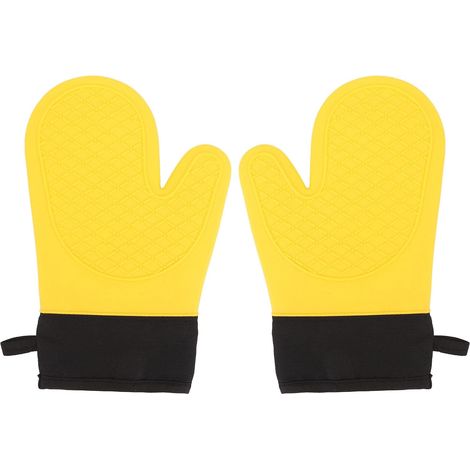 2pcs Silicone Four Mitts, Gants de Four Non Glissant avec Doigts, Gants de Four à Four à Coton en Coton pour la Cuisson du Barbecue de Cuisson (1/5)