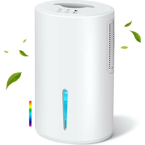 Déshumidificateur, Capacité du réservoir d'eau 2L, 21-40 (㎡), 50-60 (Hz), avec 7 Lumières Colorées, Arrêt Automatique, Blanc (1/5)