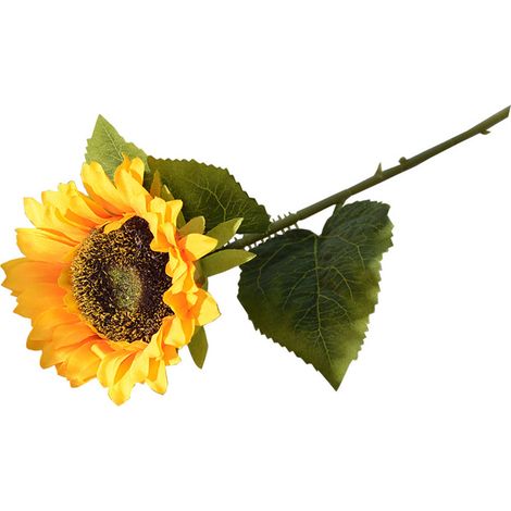 Tournesol artificiel en soie jaune, style champêtre, pour la décoration intérieure. (1/5)