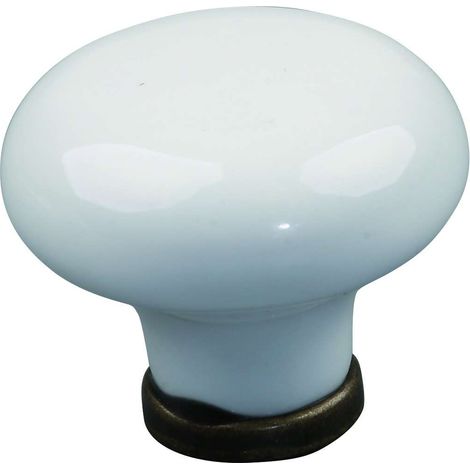 Bouton de meuble finition laiton porcelaine céramique beige 30mm à visser Vintage Antique Style Porte Poignée Commode Tiroir Armoire Maison (1/2)