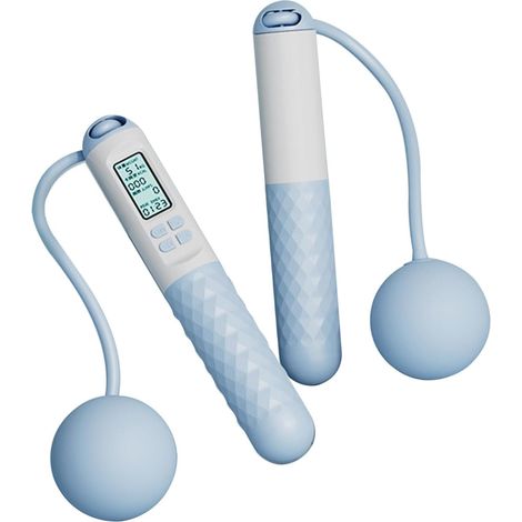 Corde à sauter à vitesse rapide, corde à sauter avec compteur, corde à sauter lestée avec compteur, corde à sauter à balle de gravité, corde à sauter à balle de gravité (bleu et blanc) (1/5)