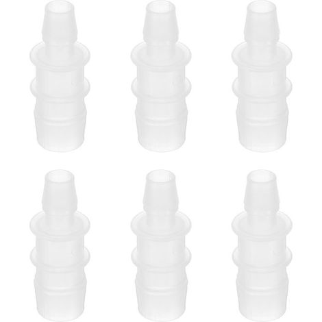 Reductor de manguera con púas, paquete de 6, diámetro interior de manguera de 5/8 a 3/8 de pulgada, conector, adaptador/desviador de tubería de plástico, para aire, agua, combustible, gas, blanco (1/5)