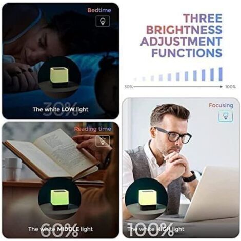 NALOOKAMIC 5 EN 1 Reveil Lumineux Enceinte Bluetooth Portable, Lampe de Chevet à Bruit Blanc Bebe, Veilleuse Multicolore Contrôle Tactile Réveil Numérique Cadeau Hommes/Femmes/Enfants
